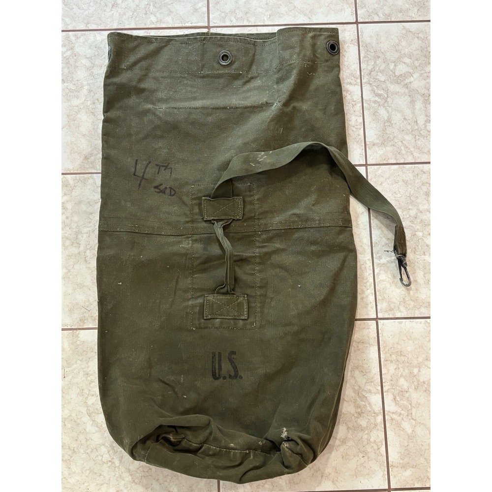 Vietnam US Military Heavy Duty Duck Cotton Canvas Duffle Bag Vintage Olive Drab